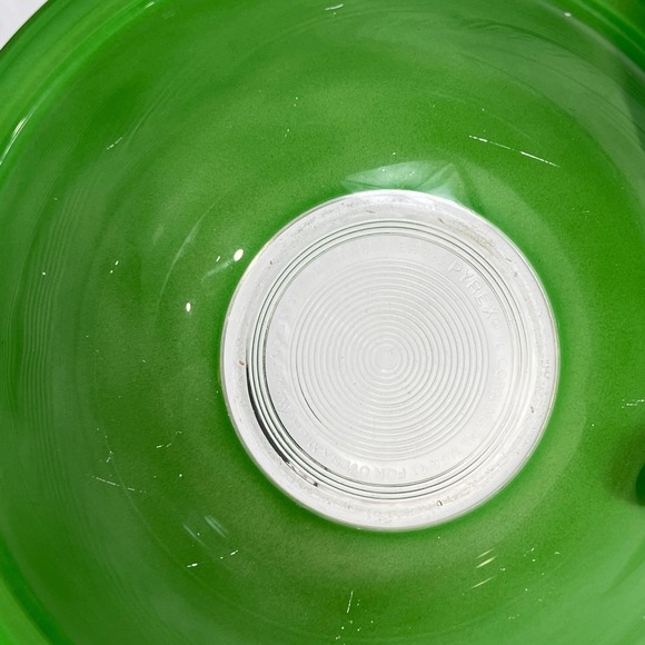 Pyrex Green Glass Mixing Bowl #322 Clear Bottom 1 Liter - Picture 8 of 10